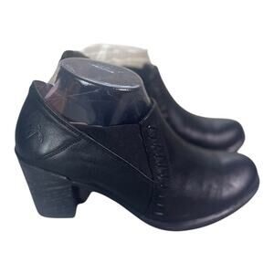 Dromedaris Women’s Gina Mid-Heel Black Soft Leather Booties Size-39 (8.5)